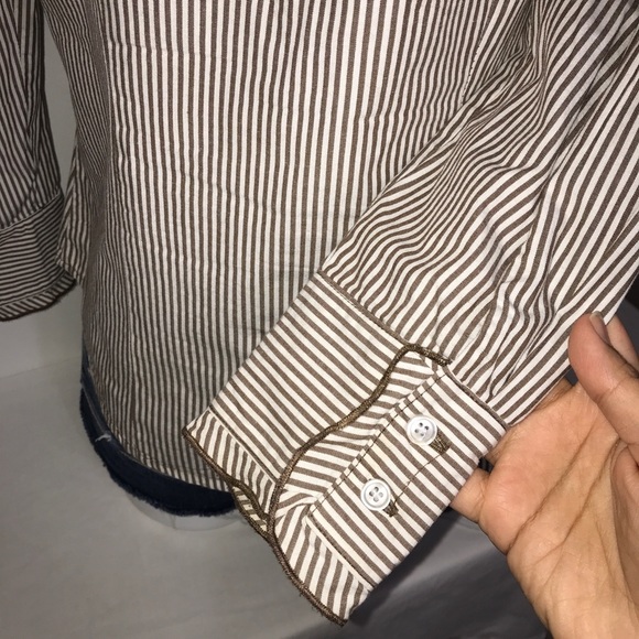 Harve Benard Peanut Brown Striped Button Up Shirt - Picture 7 of 9